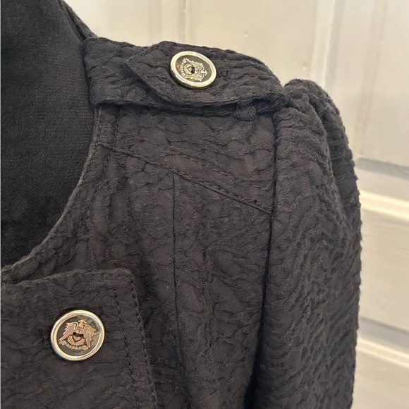 A701 ZARA RARE BLACK SCROLL JACQUARD EMBROIDERED PLEATED JACKET COAT BLAZER Sz L - Picture 7 of 10